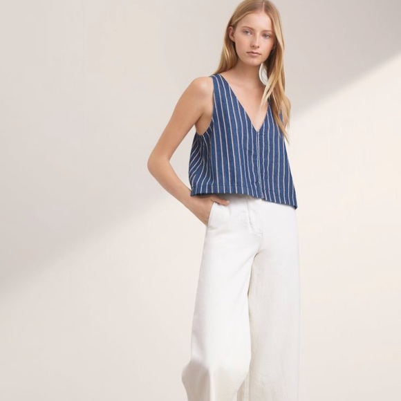 wilfred free Tops - Wilfred Free Denim Striped Crop Top